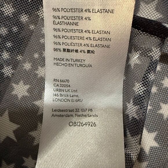 Free People Star Print Tie Front Sheer Long Sleeve Marne Top Black White Size XS - Picture 13 of 16